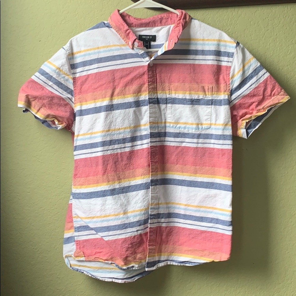 Multi-Colored Short Sleeve Forever 21 Button Down